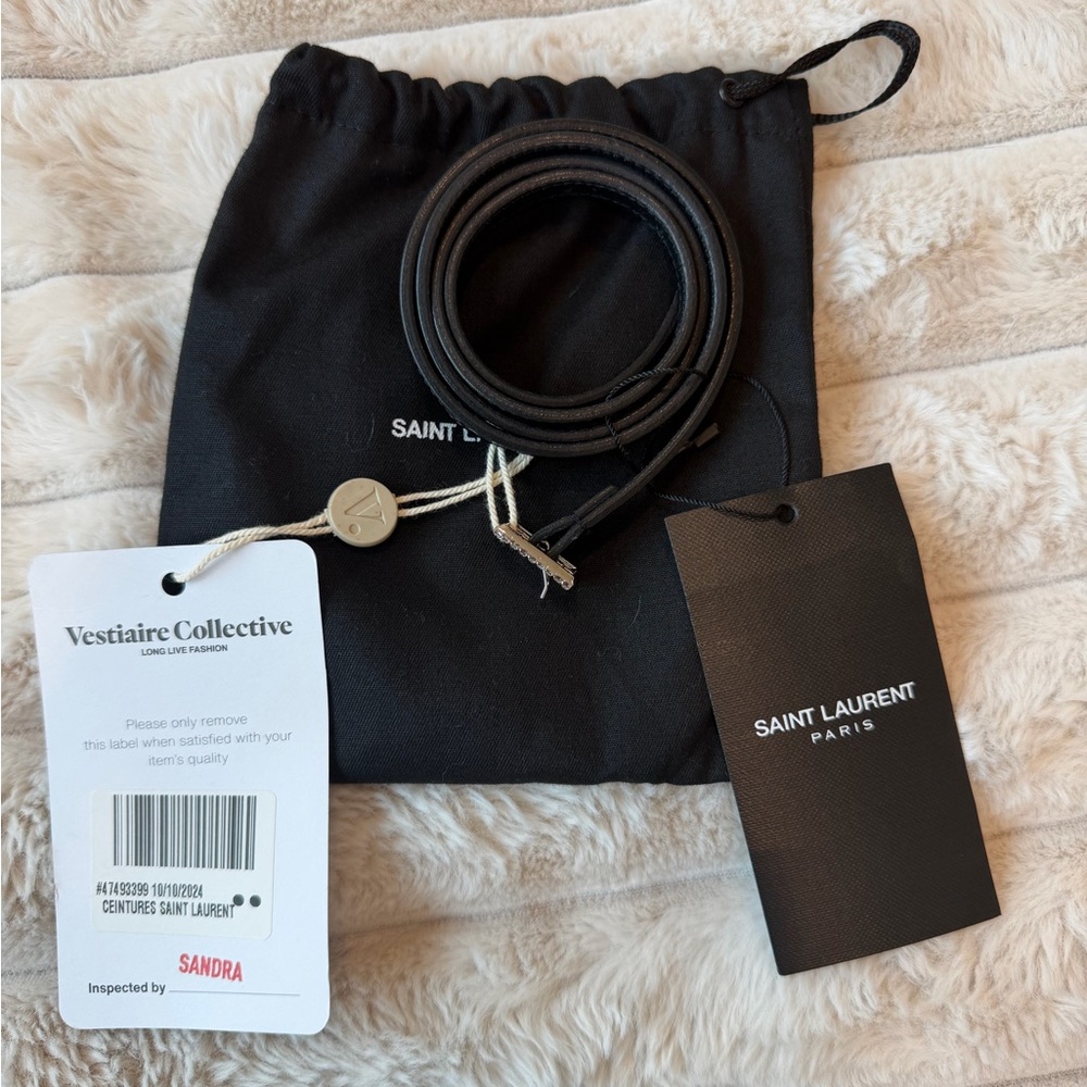 NWT Saint Laurent Black Patent Leather Belt 70 CM XS